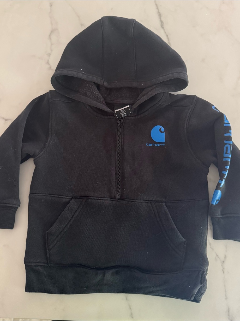 Carhartt 2T Toddler Black Hooded Pullover with Blue Logo